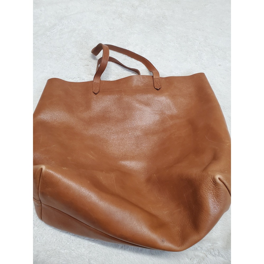 Madewell Tan Leather Large Tote Purse Bag Classic Clean Girl Boho Minimalist - Picture 2 of 14